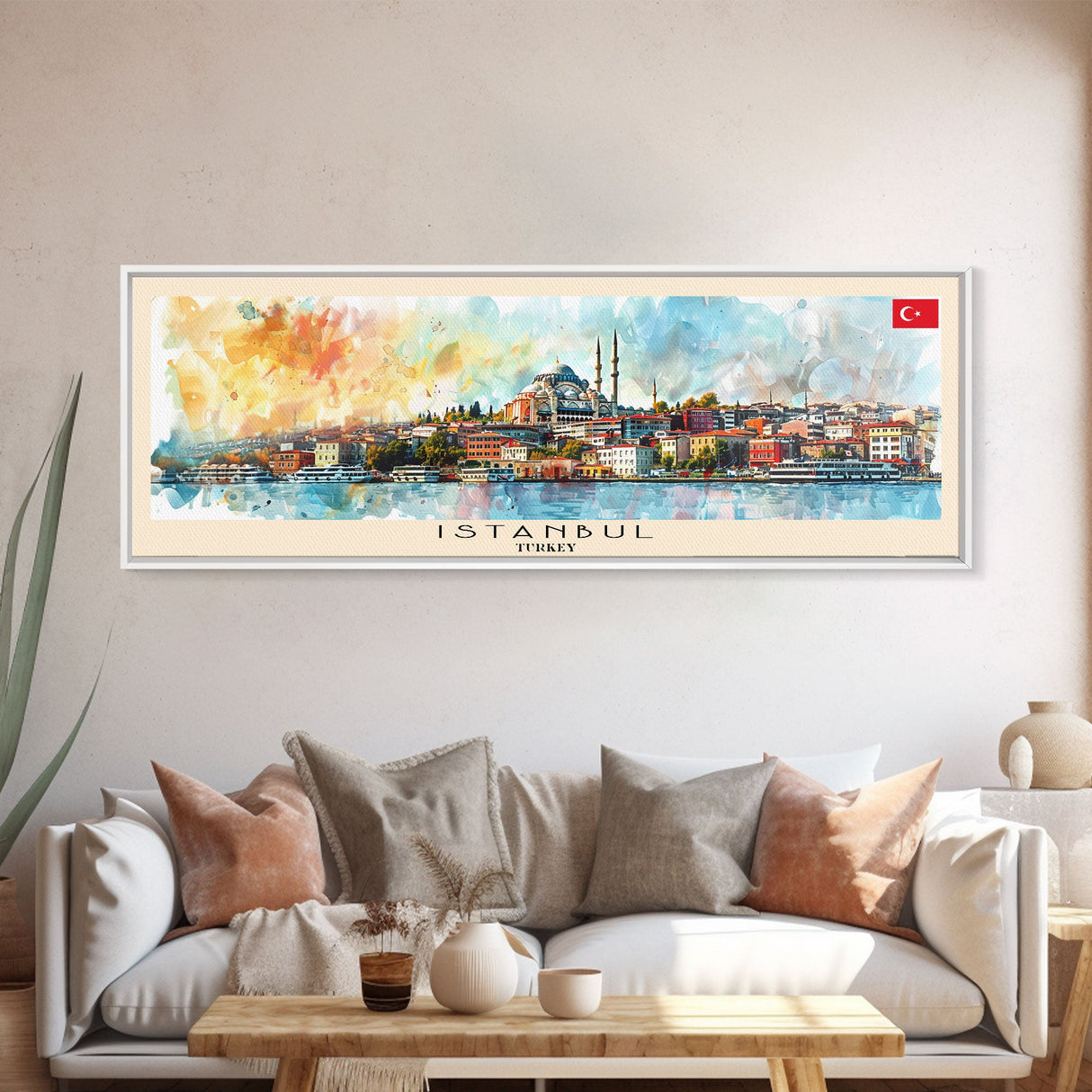 Istanbul Turkey Travel Print Wall Art, Panoramic City Art, Travel Art, Wall Decor, Vacation Gift, Framed Canvas Print Or Metal Art