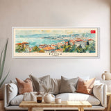 Izmir Turkey Travel Print Wall Art, Panoramic City Art, Travel Art, Wall Decor, Vacation Gift, Framed Canvas Print Or Metal Art