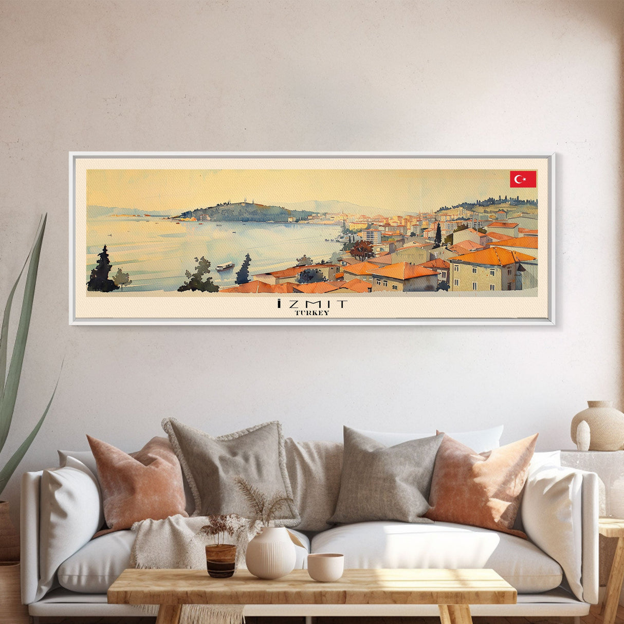 Izmit Turkey Travel Art, City Art, Framed Canvas Print or Metal Wall Art, Europe Travel Poster, Panoramic Wall Art, Extra Wide Wall Art