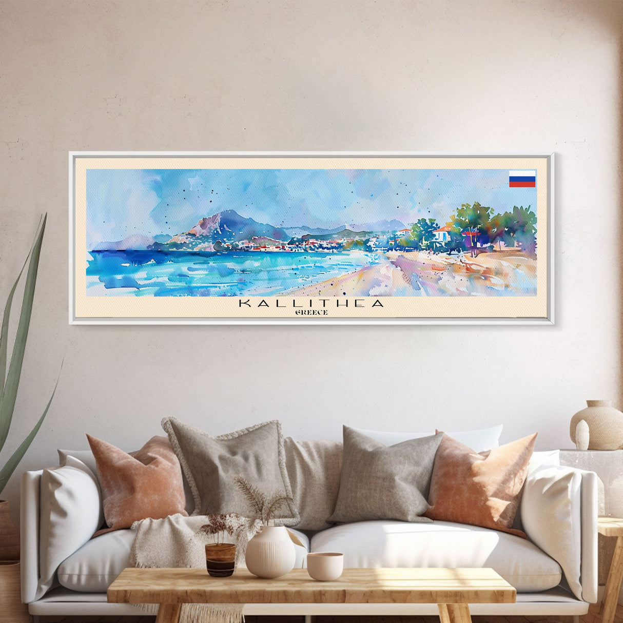 Kallithea Greece Travel Art, City Art, Framed Canvas Print or Metal Wall Art, Europe Travel Poster, Panoramic Wall Art, Extra Wide Wall Art