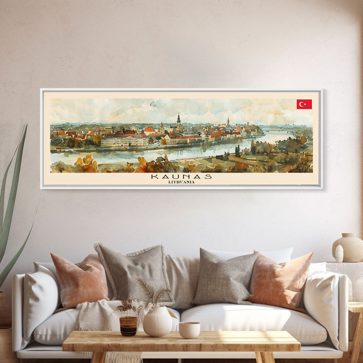 Kaunas Lithuania Travel Print Wall Art, Panoramic City Art, Travel Art, Wall Decor, Vacation Gift, Framed Canvas Print Or Metal Art