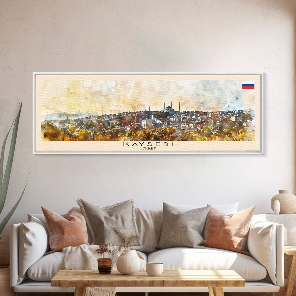 Kayseri Turkey Travel Art, City Art, Framed Canvas Print or Metal Wall Art, Europe Travel Poster, Panoramic Wall Art, Extra Wide Wall Art