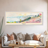 Kiel Germany Panoramic Travel Poster, Framed Canvas Print or Metal Wall Art, Travel Art, Home Decor, Panoramic Painting, Midcentury Art