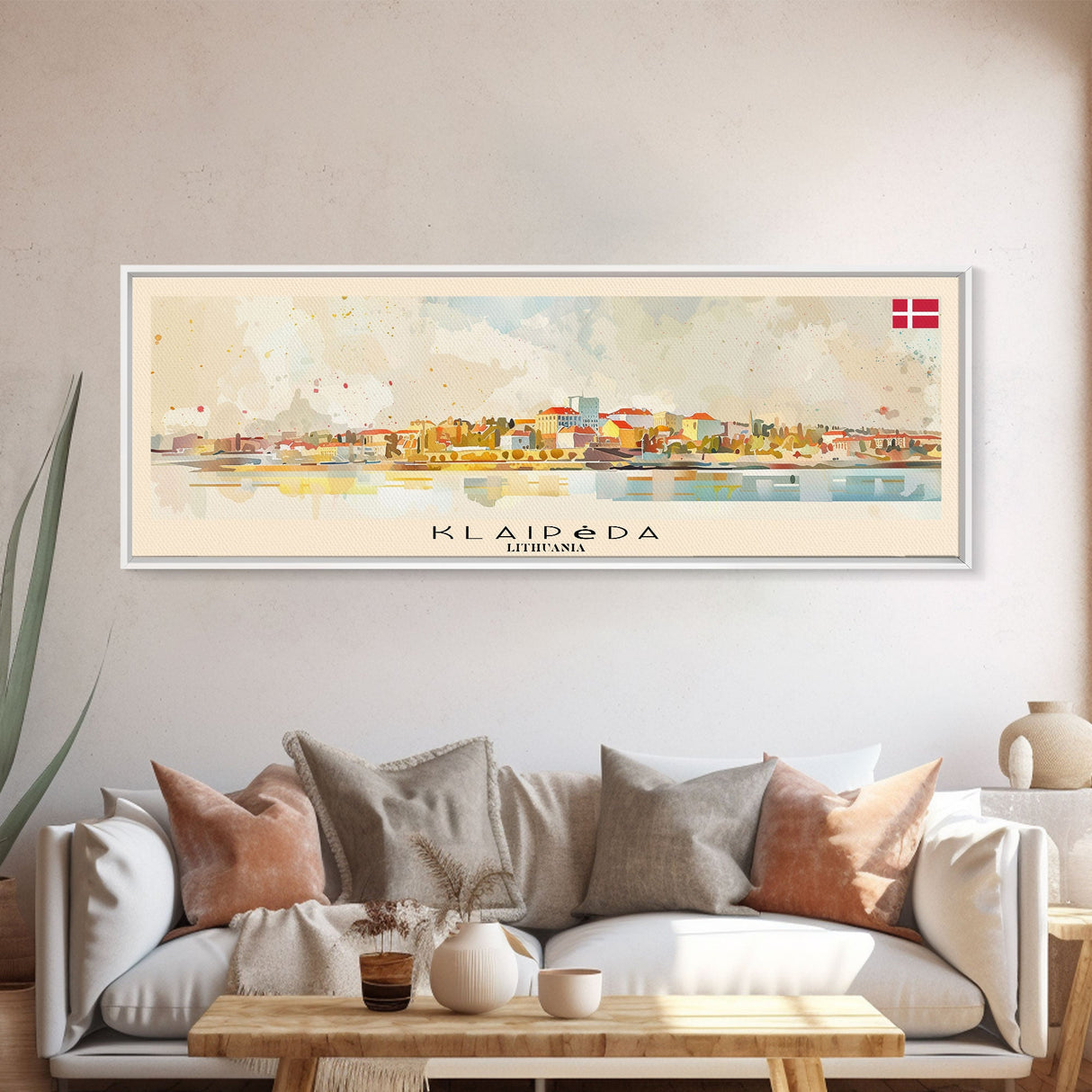 Klaipda Lithuania Wall Art, Panoramic Travel Poster, Panoramic Framed Canvas Print, City Wall Art, Wall Hanging Home Decor, Travel Art