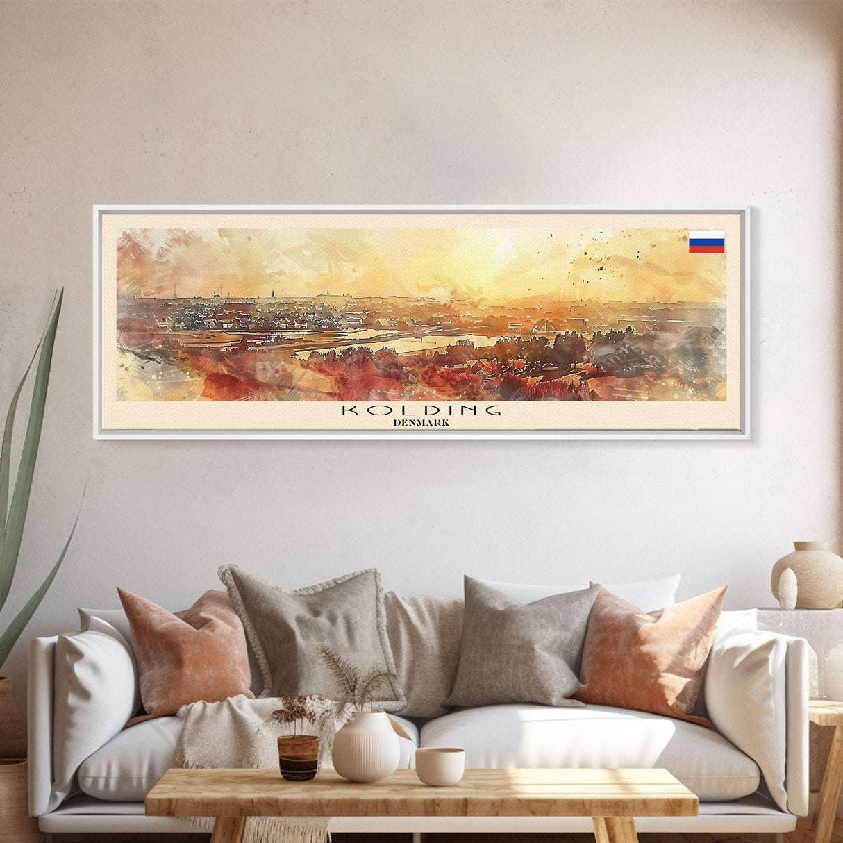 Kolding Denmark Travel Print Wall Art, Panoramic City Art, Travel Art, Wall Decor, Vacation Gift, Framed Canvas Print Or Metal Art