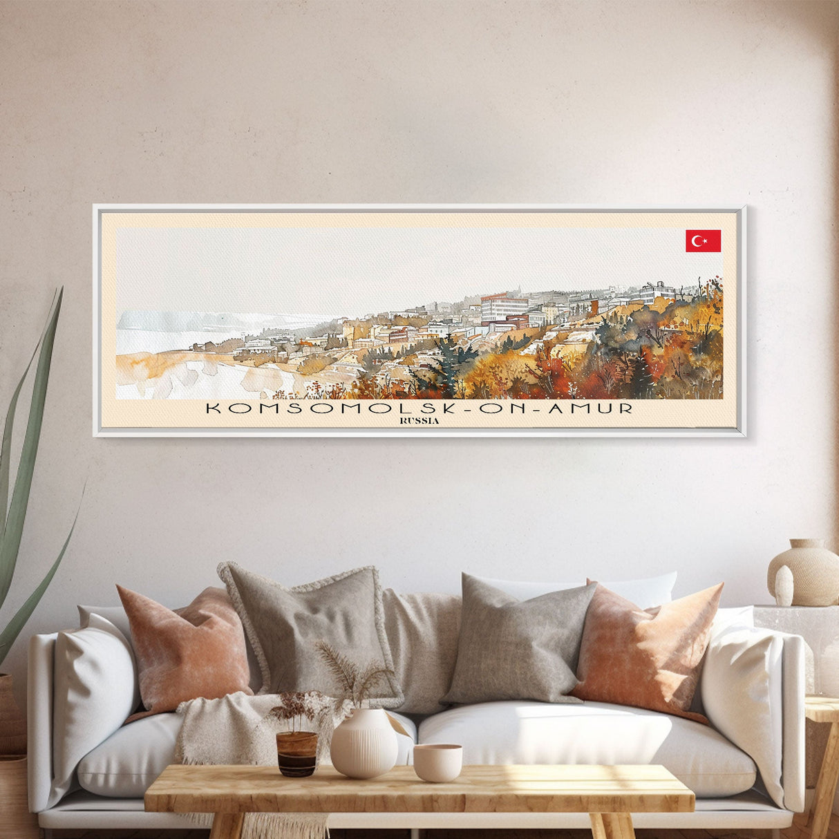 Komsomolsk on Amur Russia Travel Art, City Art, Framed Canvas Print or Metal Wall Art, Europe Travel Poster, Panoramic Wall Art, Extra Wide Wall Art