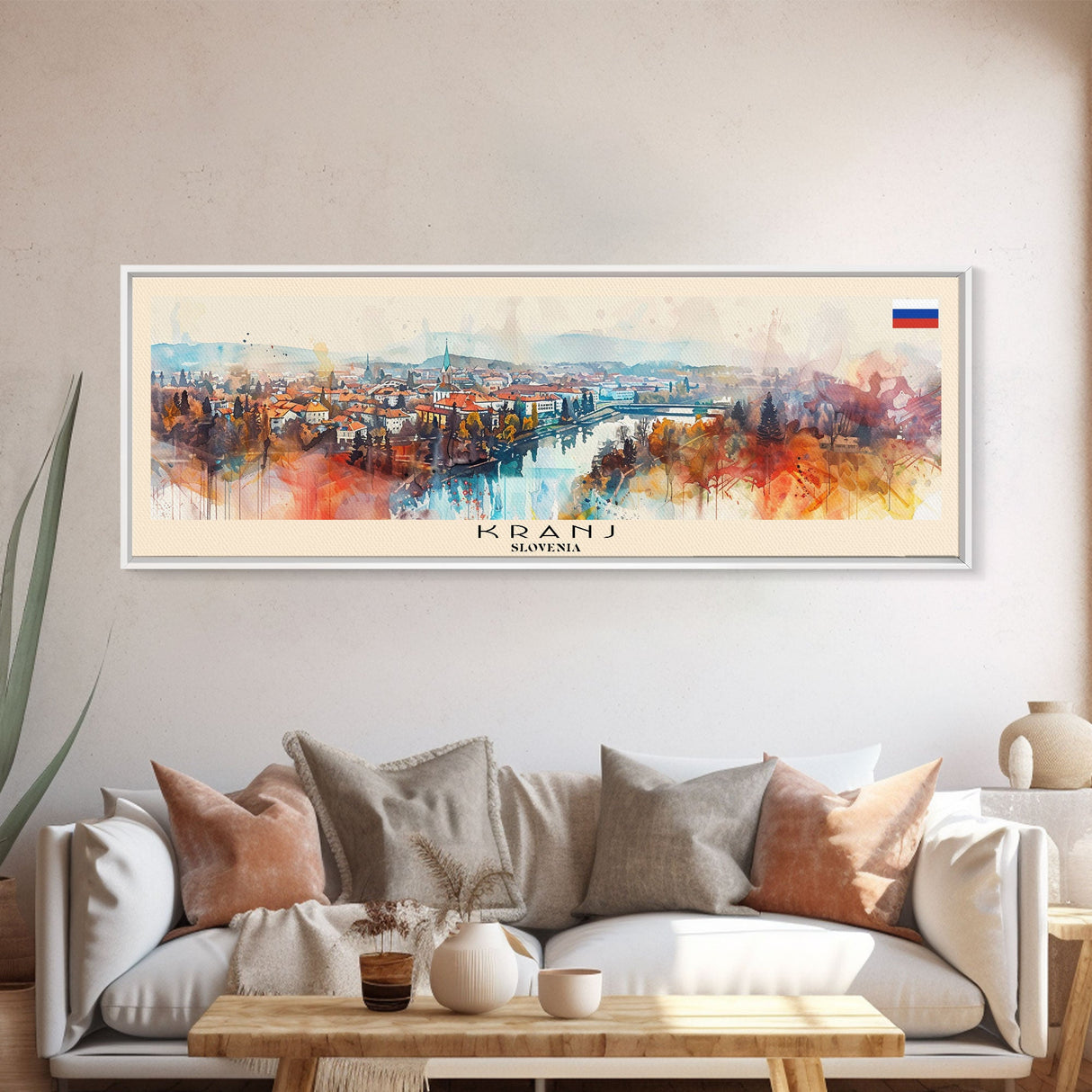 Kranj Slovenia Wall Art, Panoramic Travel Poster, Panoramic Framed Canvas Print, City Wall Art, Wall Hanging Home Decor, Travel Art