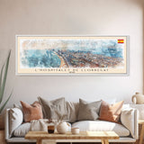 Le Hospitalet de Llobregat Spain Travel Print Wall Art, Panoramic City Art, Travel Art, Wall Decor, Vacation Gift, Framed Canvas Print Or Metal Art