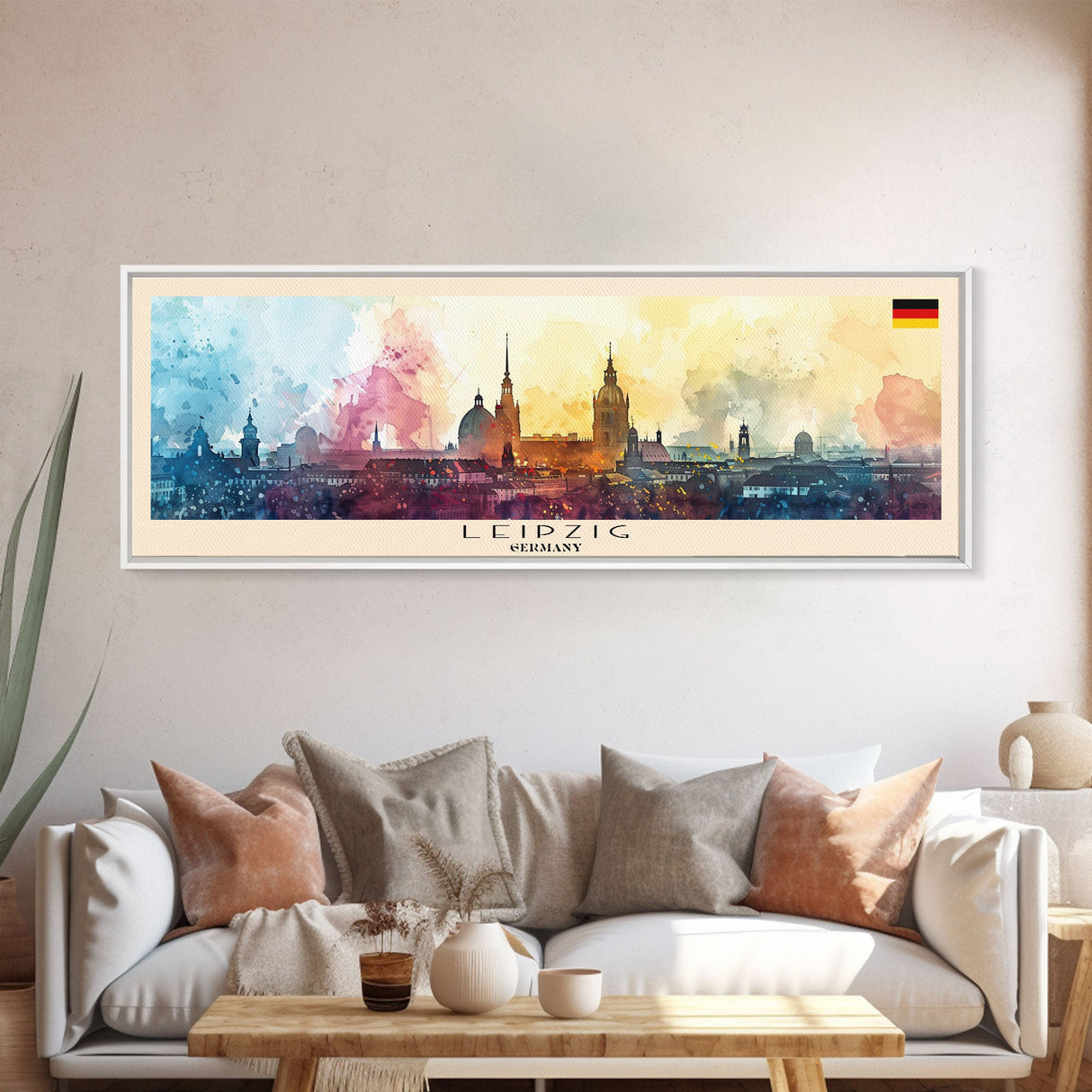 Leipzig Germany Travel Art, City Art, Framed Canvas Print or Metal Wall Art, Europe Travel Poster, Panoramic Wall Art, Extra Wide Wall Art