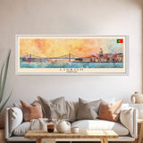 Lisbon Portugal Travel Print Wall Art, Panoramic City Art, Travel Art, Wall Decor, Vacation Gift, Framed Canvas Print Or Metal Art