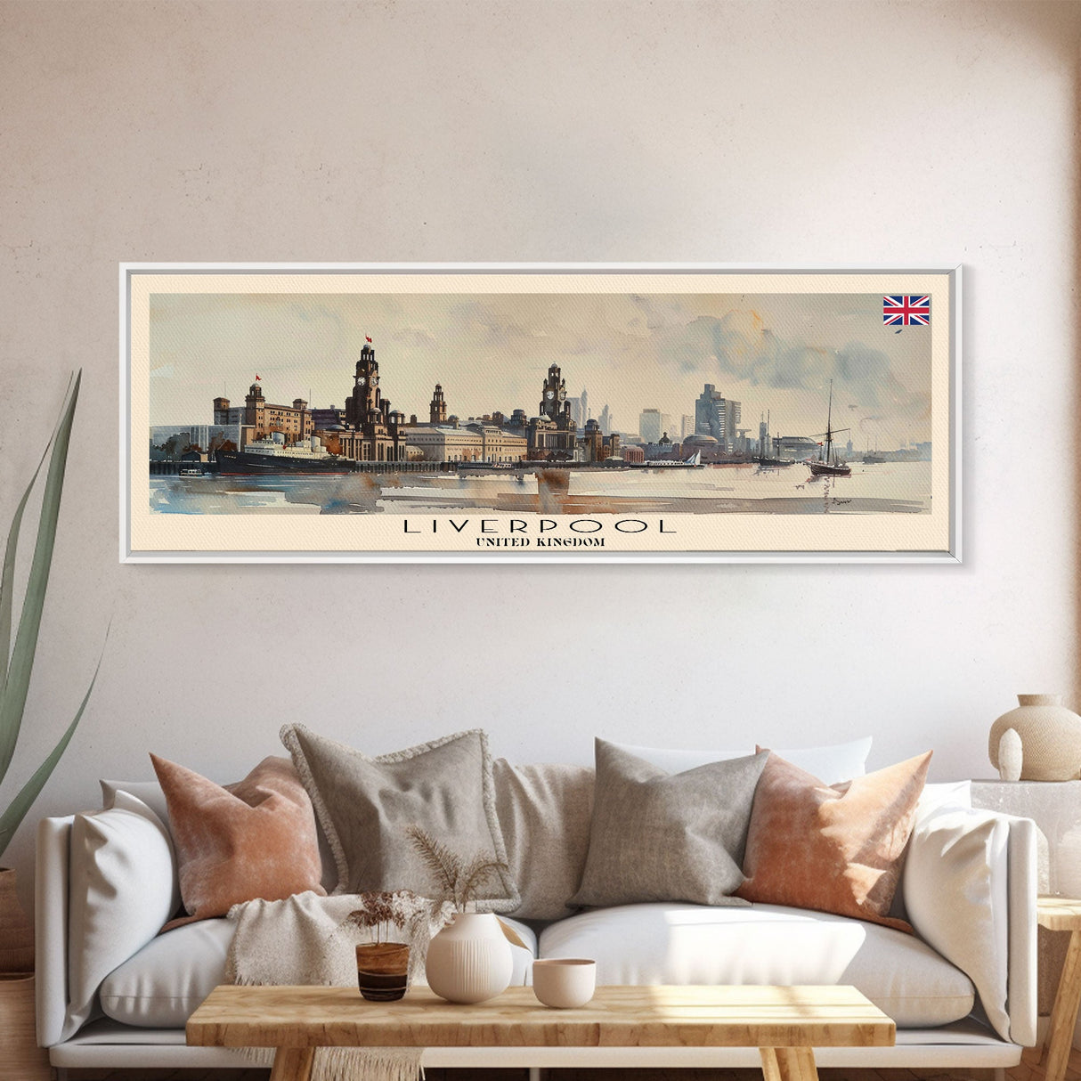 Liverpool United Kingdom Travel Art, City Art, Framed Canvas Print or Metal Wall Art, Europe Travel Poster, Panoramic Wall Art, Extra Wide Wall Art