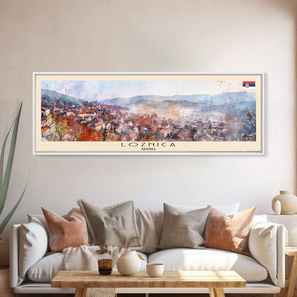 Loznica Serbia Wall Art, Panoramic Travel Poster, Panoramic Framed Canvas Print, City Wall Art, Wall Hanging Home Decor, Travel Art