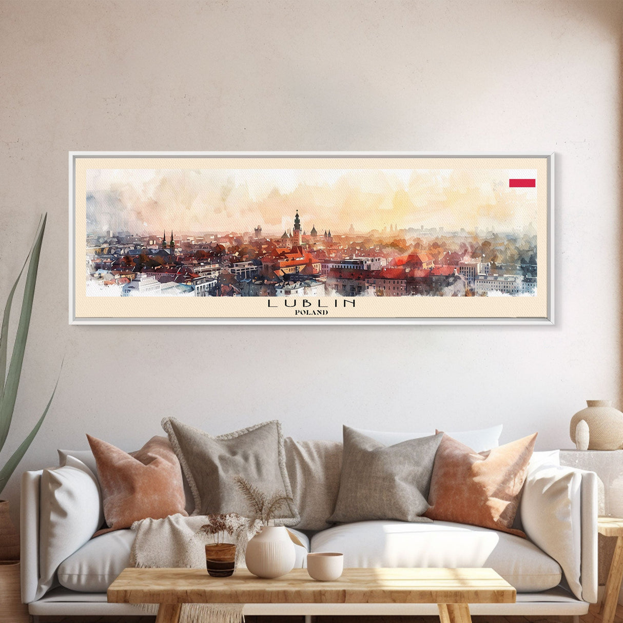 Lublin Poland Travel Print Wall Art, Panoramic City Art, Travel Art, Wall Decor, Vacation Gift, Framed Canvas Print Or Metal Art