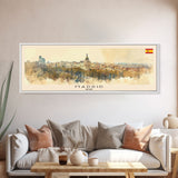 Madrid Spain Panoramic Travel Poster, Framed Canvas Print or Metal Wall Art, Travel Art, Home Decor, Panoramic Painting, Midcentury Art