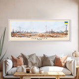 Makiivka Ukraine Panoramic Travel Poster, Framed Canvas Print or Metal Wall Art, Travel Art, Home Decor, Panoramic Painting, Midcentury Art