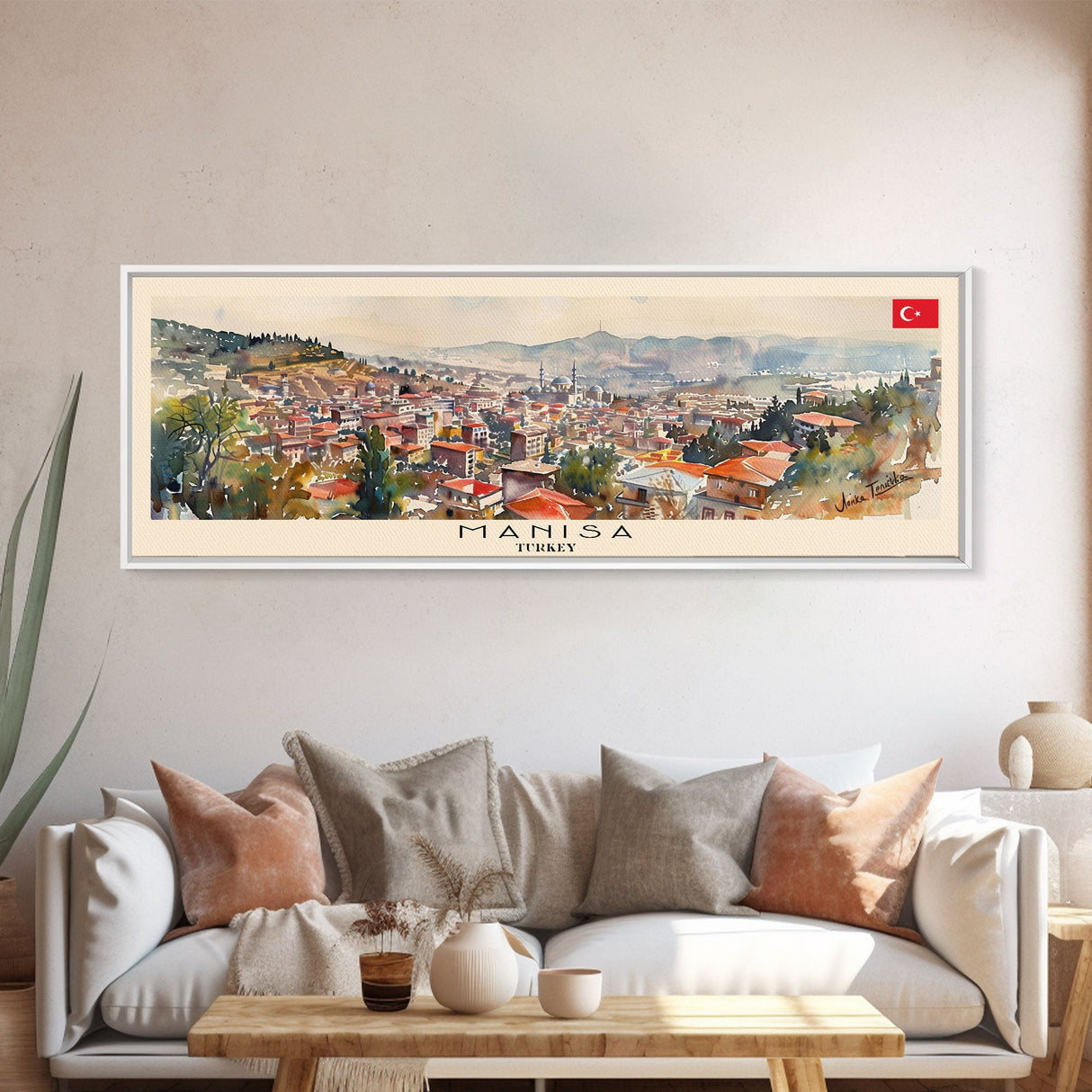 Manisa Turkey Wall Art, Panoramic Travel Poster, Panoramic Framed Canvas Print, City Wall Art, Wall Hanging Home Decor, Travel Art