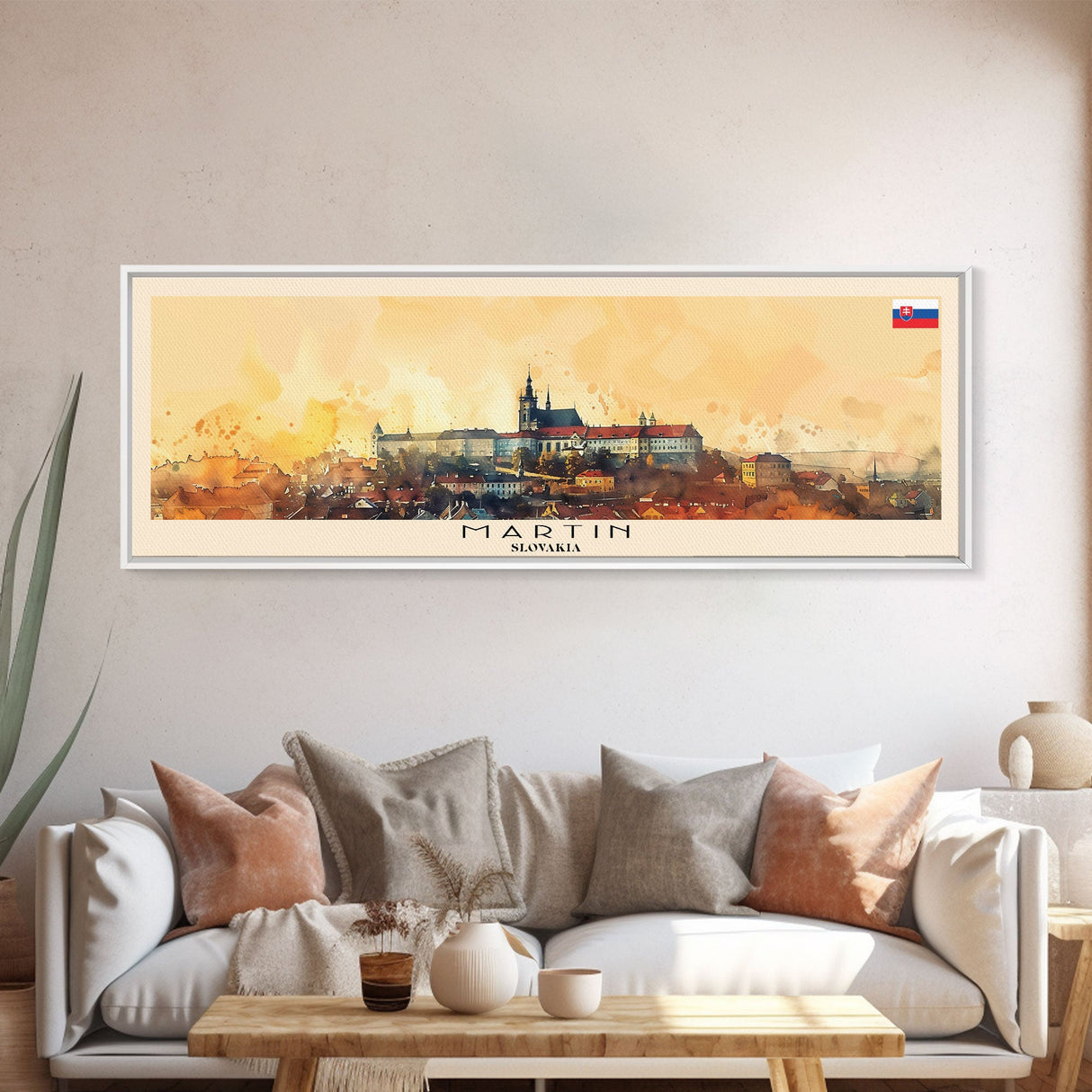 Martin Slovakia Travel Art, City Art, Framed Canvas Print or Metal Wall Art, Europe Travel Poster, Panoramic Wall Art, Extra Wide Wall Art