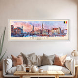 Mechelen Belgium Panoramic Travel Poster, Framed Canvas Print or Metal Wall Art, Travel Art, Home Decor, Panoramic Painting, Midcentury Art