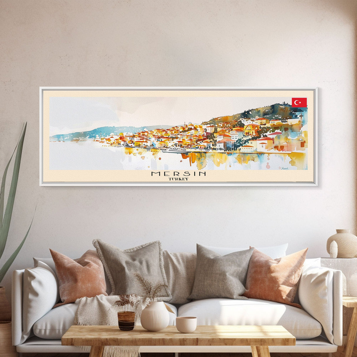 Mersin Turkey Wall Art, Panoramic Travel Poster, Panoramic Framed Canvas Print, City Wall Art, Wall Hanging Home Decor, Travel Art