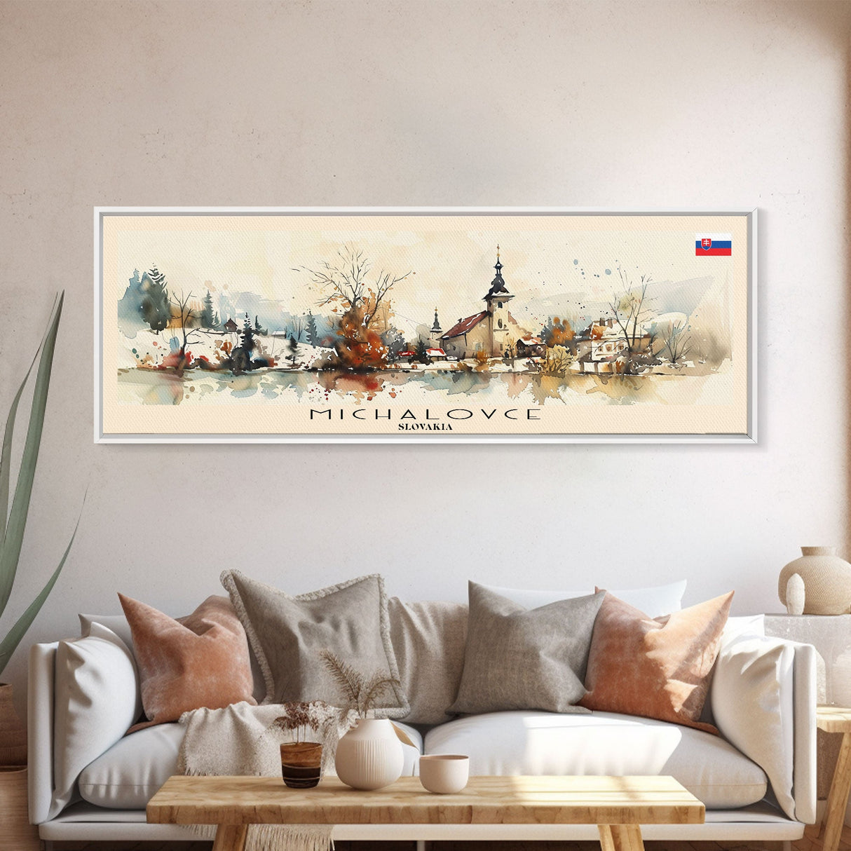 Michalovce Slovakia Travel Art, City Art, Framed Canvas Print or Metal Wall Art, Europe Travel Poster, Panoramic Wall Art, Extra Wide Wall Art