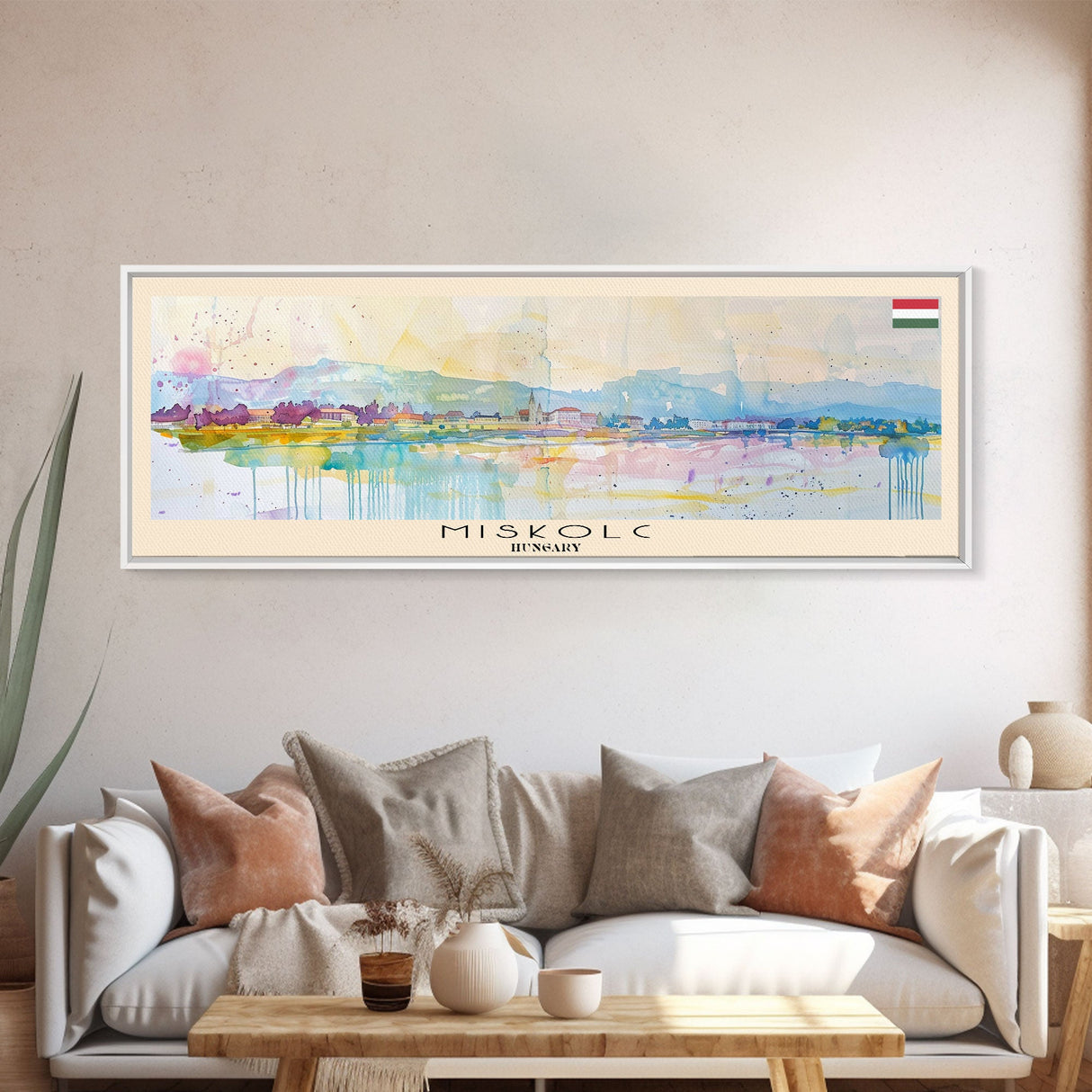 Miskolc Hungary Wall Art, Panoramic Travel Poster, Panoramic Framed Canvas Print, City Wall Art, Wall Hanging Home Decor, Travel Art