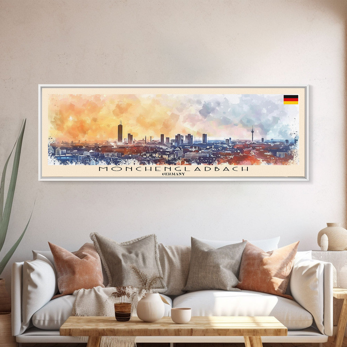 Monchengladbach Germany Travel Art, City Art, Framed Canvas Print or Metal Wall Art, Europe Travel Poster, Panoramic Wall Art, Extra Wide Wall Art