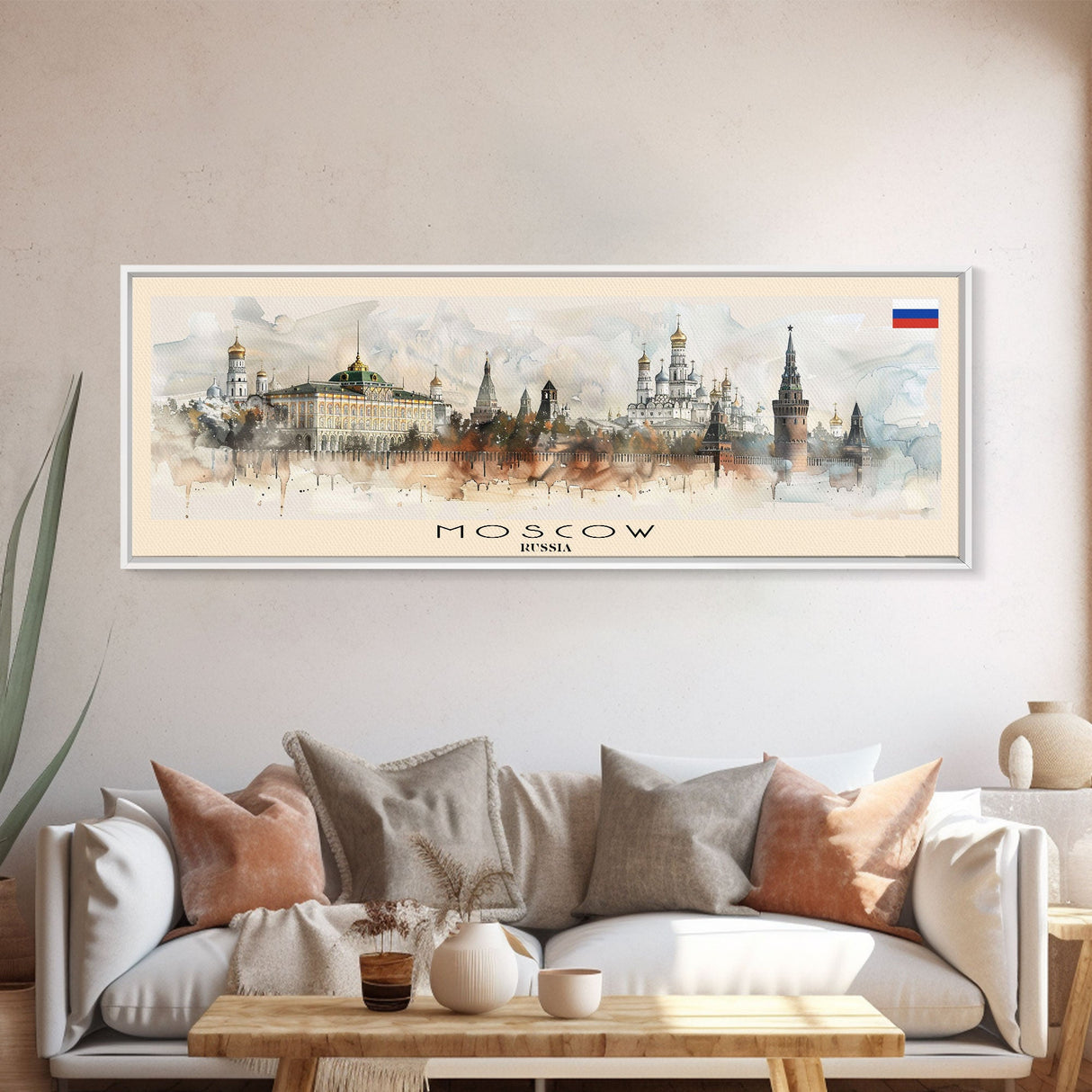 Moscow Russia Travel Print Wall Art, Panoramic City Art, Travel Art, Wall Decor, Vacation Gift, Framed Canvas Print Or Metal Art