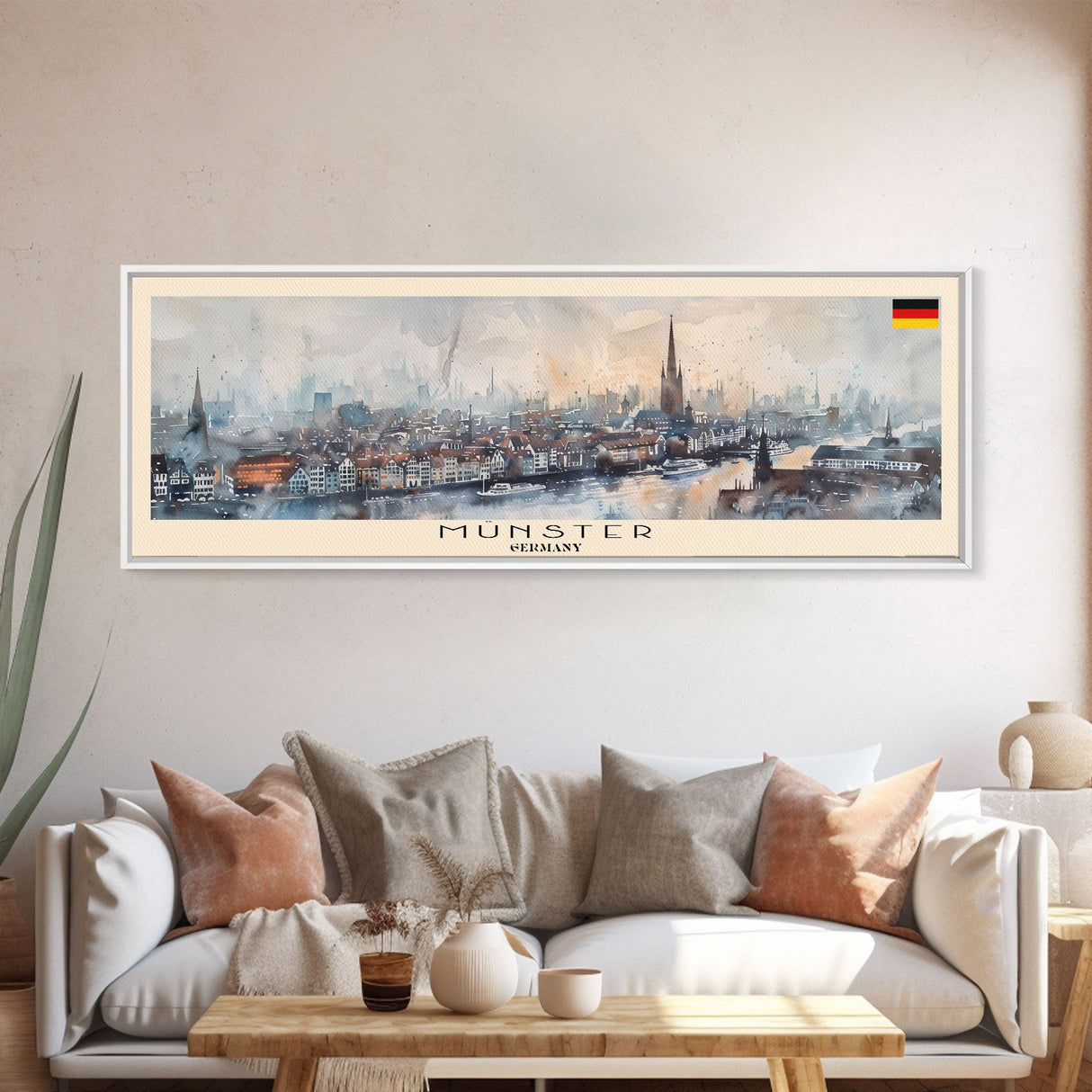 Munster Germany Travel Print Wall Art, Panoramic City Art, Travel Art, Wall Decor, Vacation Gift, Framed Canvas Print Or Metal Art