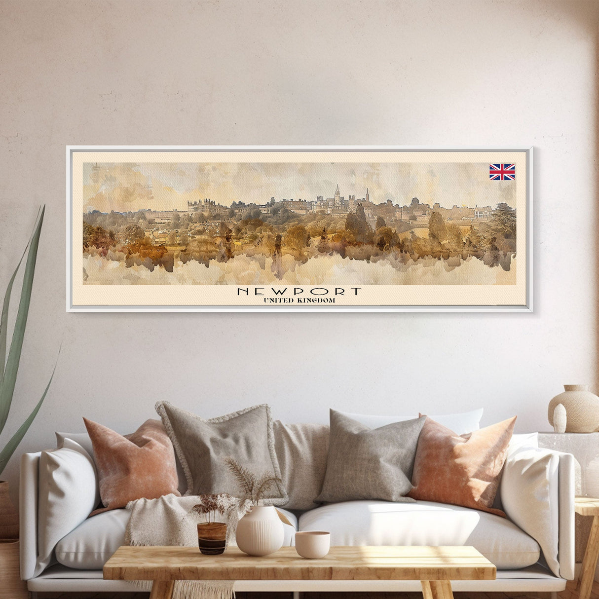 Newport United Kingdom Travel Print Wall Art, Panoramic City Art, Travel Art, Wall Decor, Vacation Gift, Framed Canvas Print Or Metal Art