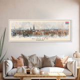 Nijmegen Netherlands Panoramic Travel Poster, Framed Canvas Print or Metal Wall Art, Travel Art, Home Decor, Panoramic Painting, Midcentury Art