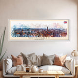 Nottingham United Kingdom Wall Art, Panoramic Travel Poster, Panoramic Framed Canvas Print, City Wall Art, Wall Hanging Home Decor, Travel Art