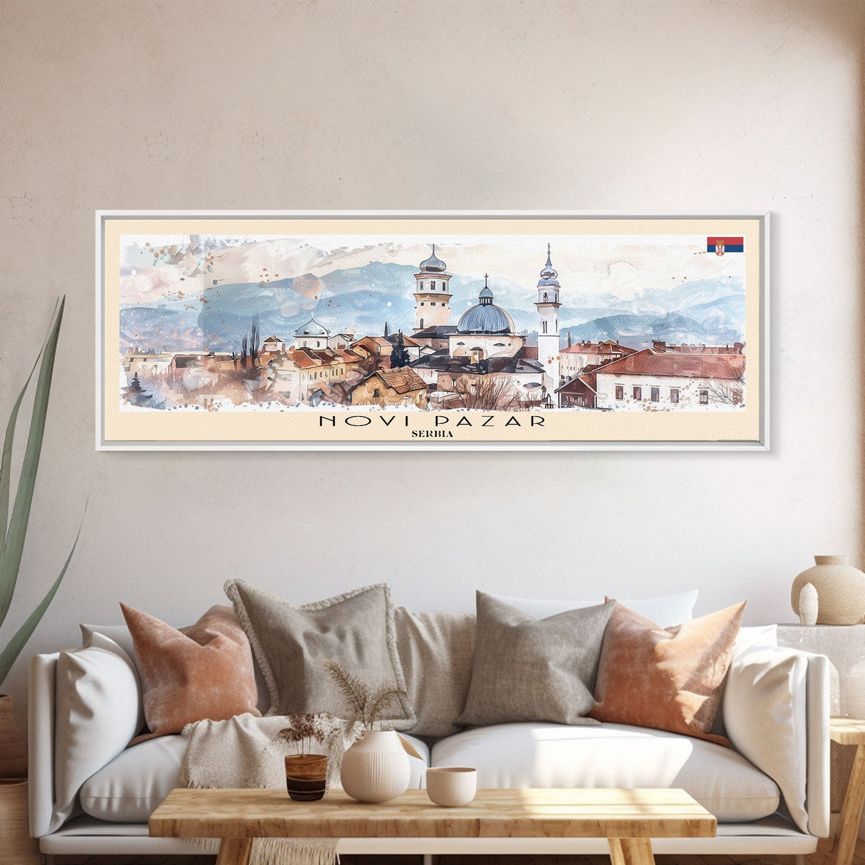 Novi Pazar Serbia Travel Print Wall Art, Panoramic City Art, Travel Art, Wall Decor, Vacation Gift, Framed Canvas Print Or Metal Art