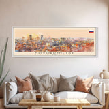 Novokuznetsk Russia Panoramic Travel Poster, Framed Canvas Print or Metal Wall Art, Travel Art, Home Decor, Panoramic Painting, Midcentury Art