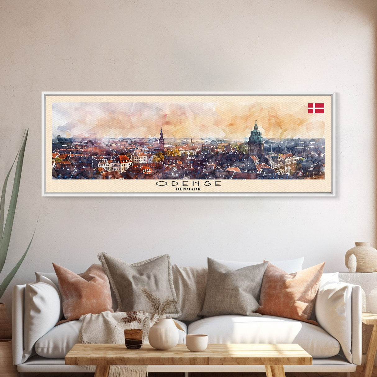 Odense Denmark Wall Art, Panoramic Travel Poster, Panoramic Framed Canvas Print, City Wall Art, Wall Hanging Home Decor, Travel Art