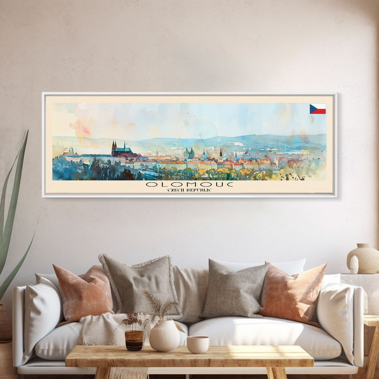 Olomouc Czech Republic Travel Art, City Art, Framed Canvas Print or Metal Wall Art, Europe Travel Poster, Panoramic Wall Art, Extra Wide Wall Art