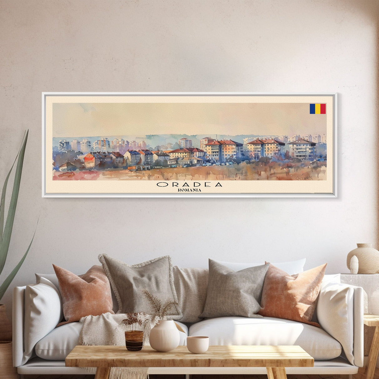 Oradea Romania Travel Print Wall Art, Panoramic City Art, Travel Art, Wall Decor, Vacation Gift, Framed Canvas Print Or Metal Art