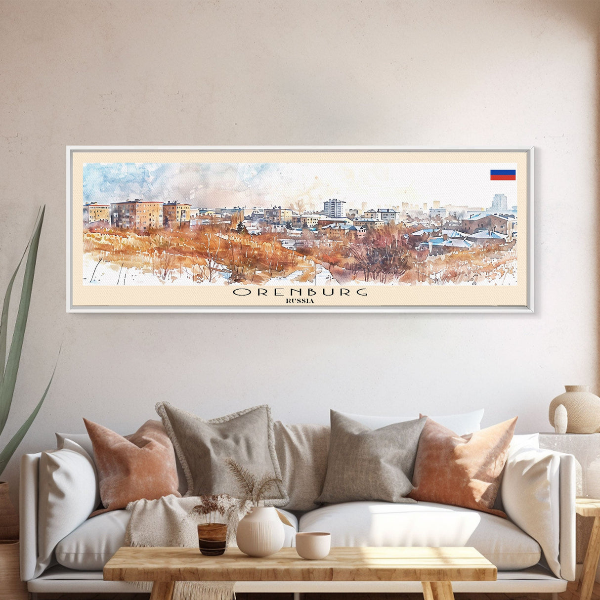 Orenburg Russia Panoramic Travel Poster, Framed Canvas Print or Metal Wall Art, Travel Art, Home Decor, Panoramic Painting, Midcentury Art