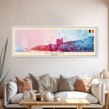 Ostend Belgium Panoramic Travel Poster, Framed Canvas Print or Metal Wall Art, Travel Art, Home Decor, Panoramic Painting, Midcentury Art