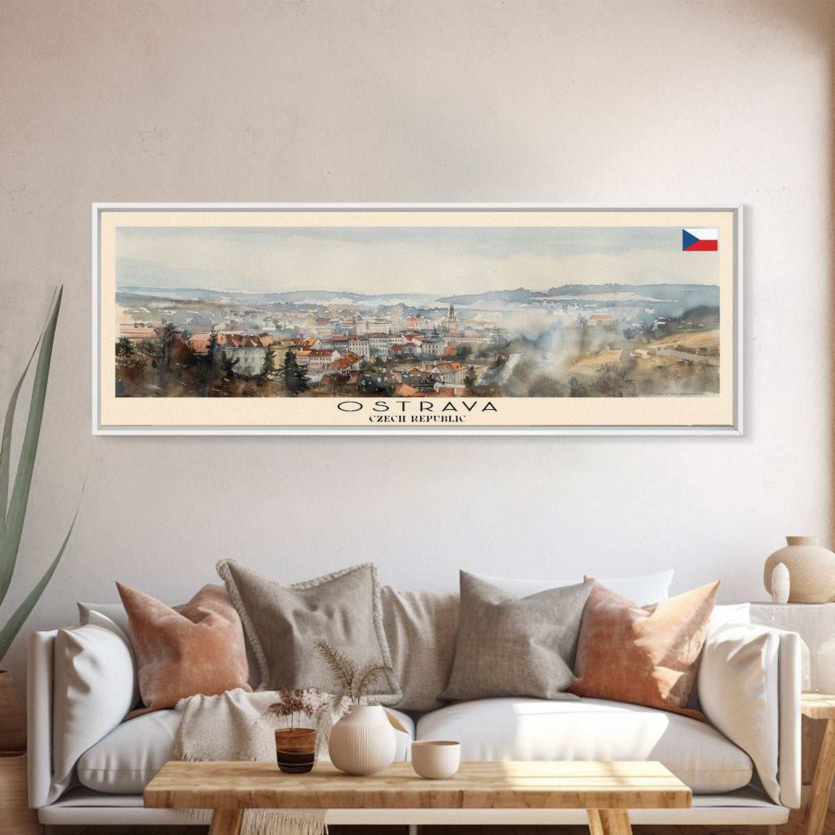 Ostrava Czech Republic Wall Art, Panoramic Travel Poster, Panoramic Framed Canvas Print, City Wall Art, Wall Hanging Home Decor, Travel Art