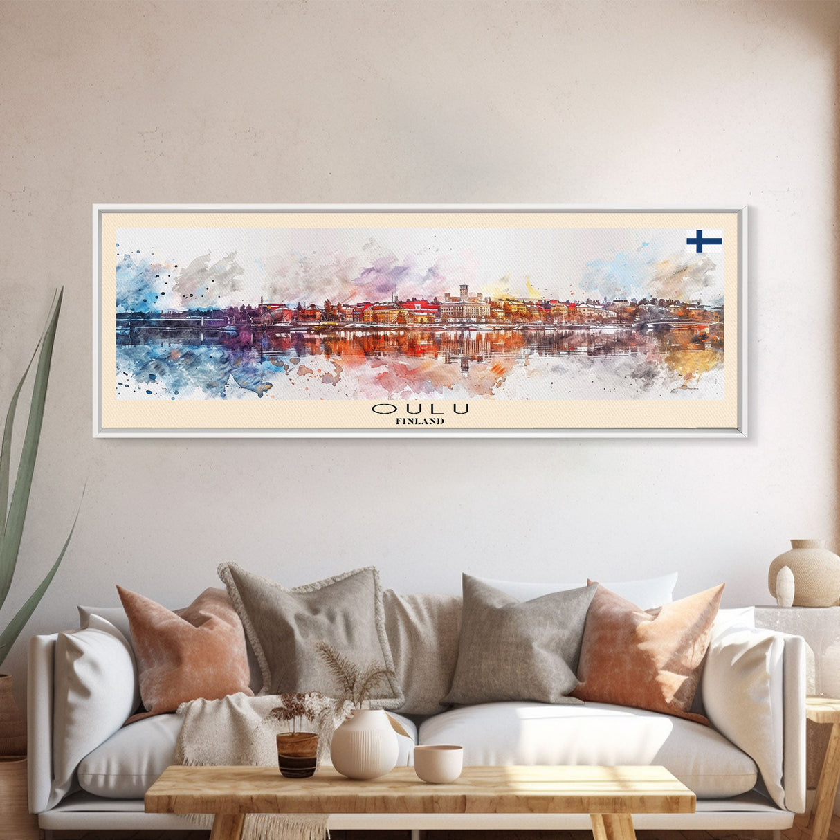 Oulu Finland Travel Print Wall Art, Panoramic City Art, Travel Art, Wall Decor, Vacation Gift, Framed Canvas Print Or Metal Art