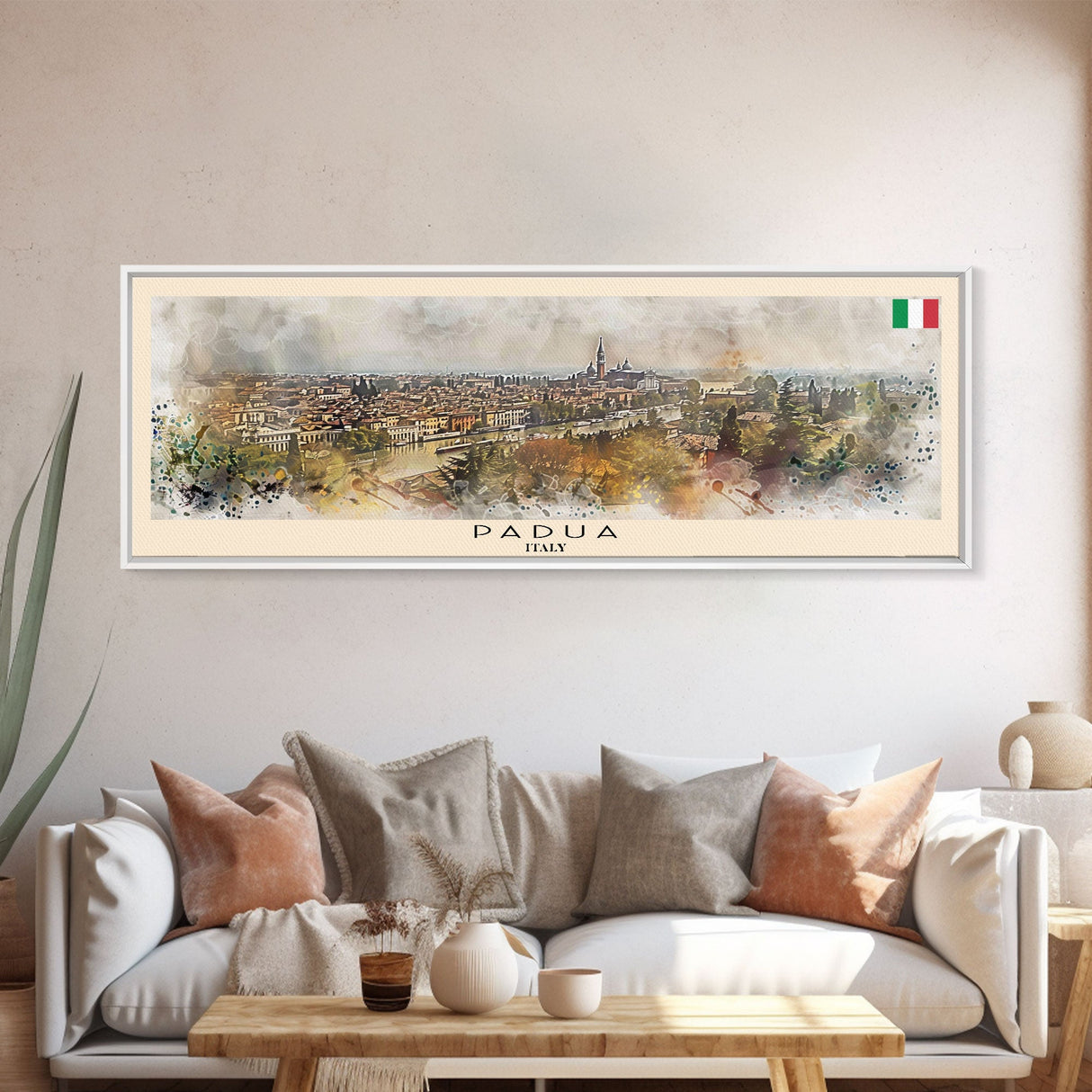 Padua Italy Wall Art, Panoramic Travel Poster, Panoramic Framed Canvas Print, City Wall Art, Wall Hanging Home Decor, Travel Art