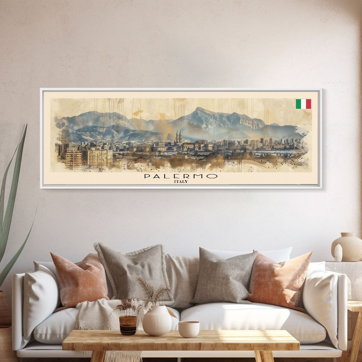 Palermo Italy Travel Print Wall Art, Panoramic City Art, Travel Art, Wall Decor, Vacation Gift, Framed Canvas Print Or Metal Art