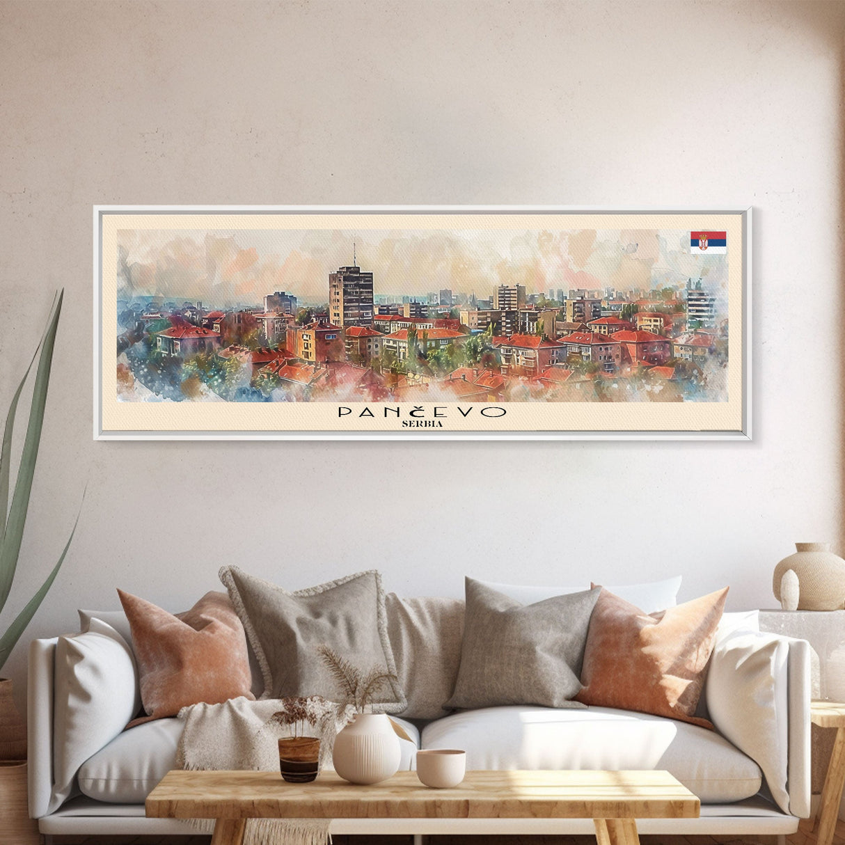 Panevo Serbia Wall Art, Panoramic Travel Poster, Panoramic Framed Canvas Print, City Wall Art, Wall Hanging Home Decor, Travel Art