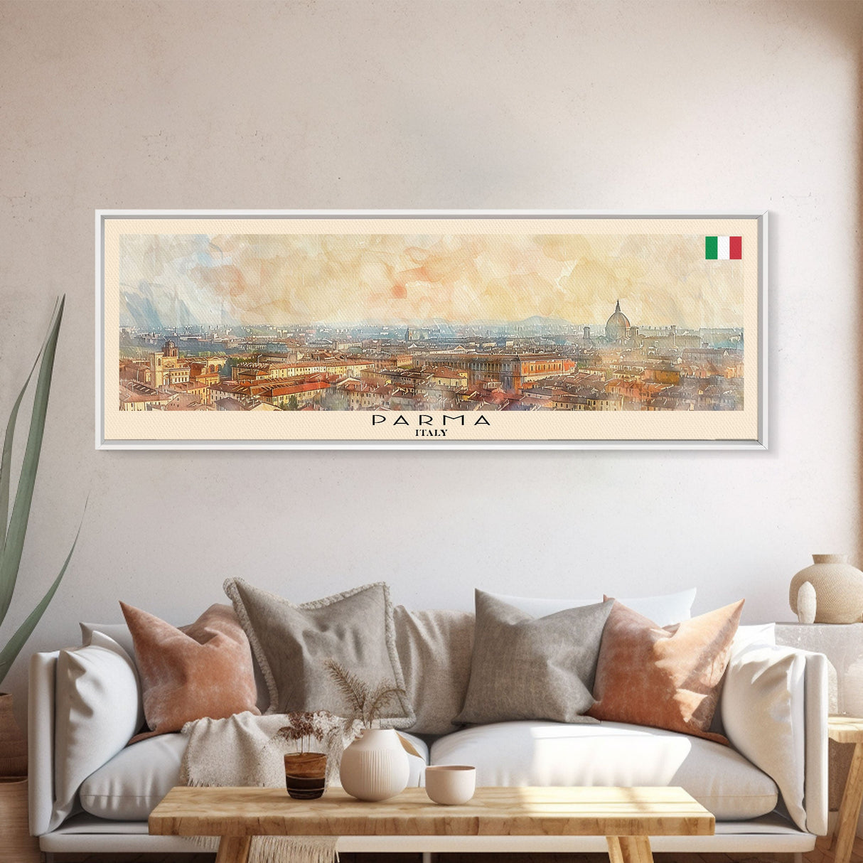 Parma Italy Wall Art, Panoramic Travel Poster, Panoramic Framed Canvas Print, City Wall Art, Wall Hanging Home Decor, Travel Art