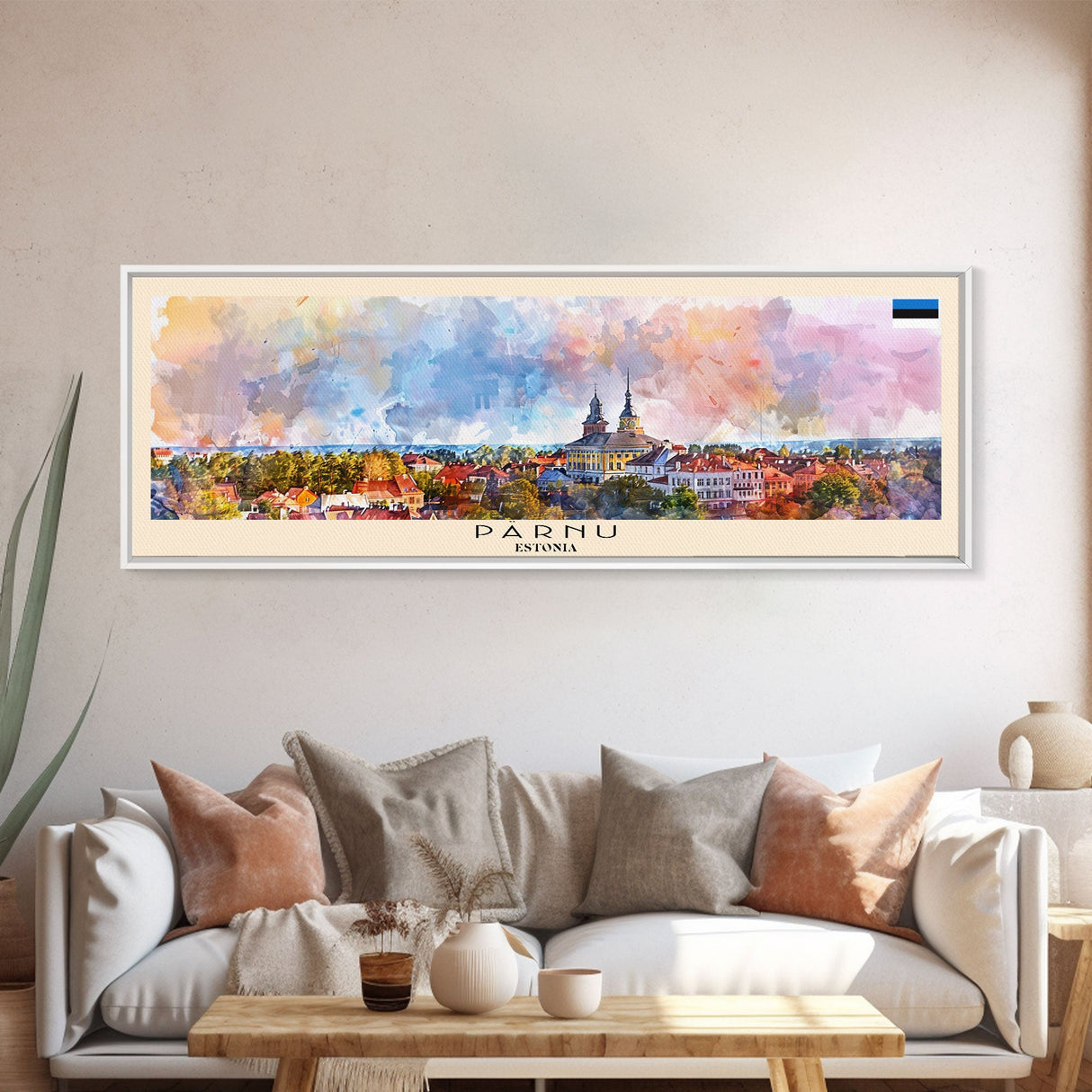 Parnu Estonia Travel Print Wall Art, Panoramic City Art, Travel Art, Wall Decor, Vacation Gift, Framed Canvas Print Or Metal Art