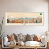 Prato Italy Panoramic Travel Poster, Framed Canvas Print or Metal Wall Art, Travel Art, Home Decor, Panoramic Painting, Midcentury Art