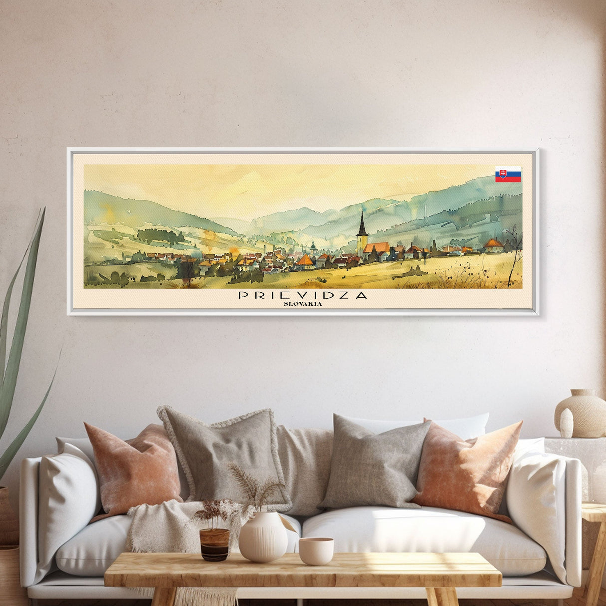 Prievidza Slovakia Travel Print Wall Art, Panoramic City Art, Travel Art, Wall Decor, Vacation Gift, Framed Canvas Print Or Metal Art