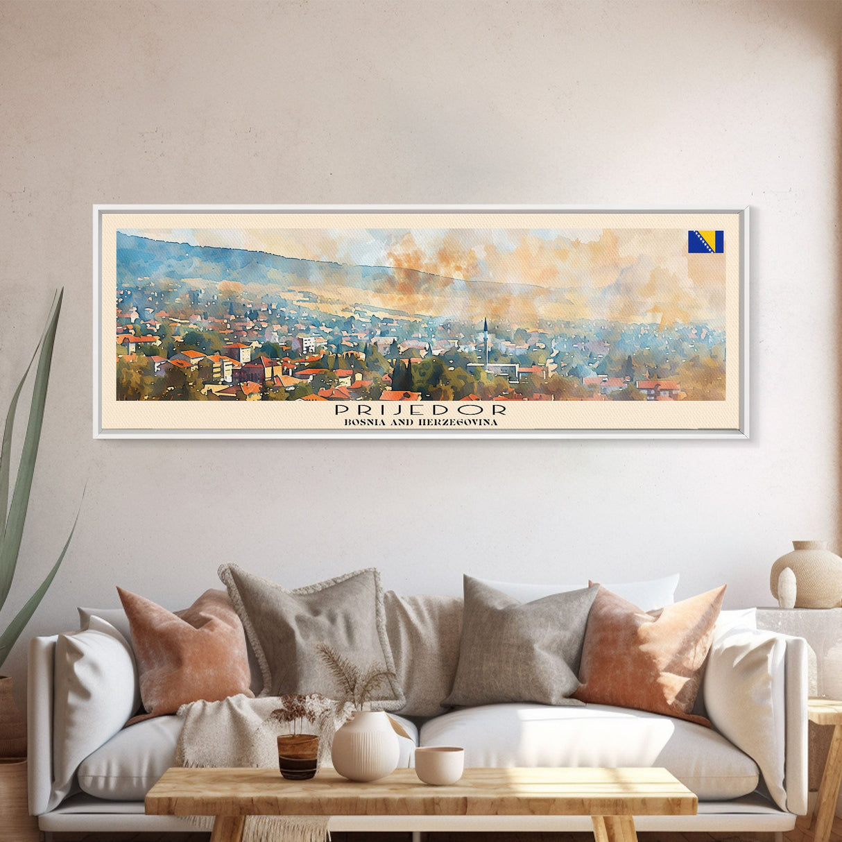 Prijedor Bosnia Travel Art, City Art, Framed Canvas Print or Metal Wall Art, Europe Travel Poster, Panoramic Wall Art, Extra Wide Wall Art