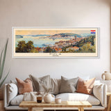 Pula Croatia Panoramic Travel Poster, Framed Canvas Print or Metal Wall Art, Travel Art, Home Decor, Panoramic Painting, Midcentury Art