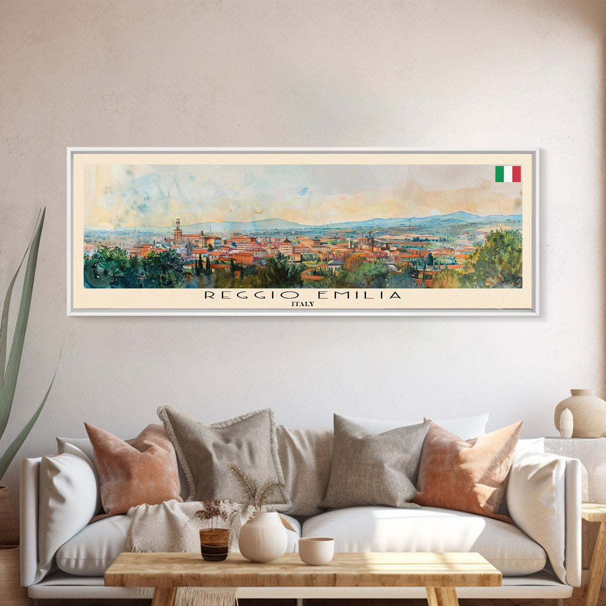 Reggio Emilia Italy Travel Print Wall Art, Panoramic City Art, Travel Art, Wall Decor, Vacation Gift, Framed Canvas Print Or Metal Art